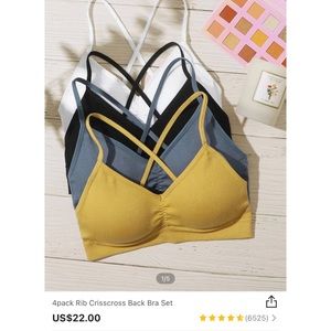NIB 4 pack ribbed crossback bra set
